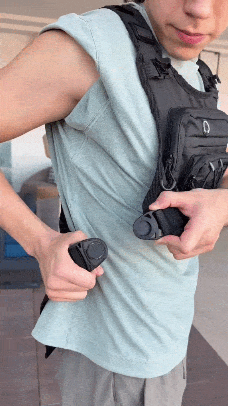 Runner wearing Vuslen hydration vest on trail